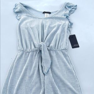 Caution to the Wind Blue Pinstripe Romper!!